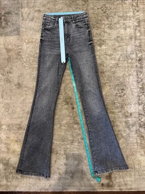 Zara Washed Gray Flare Jeans